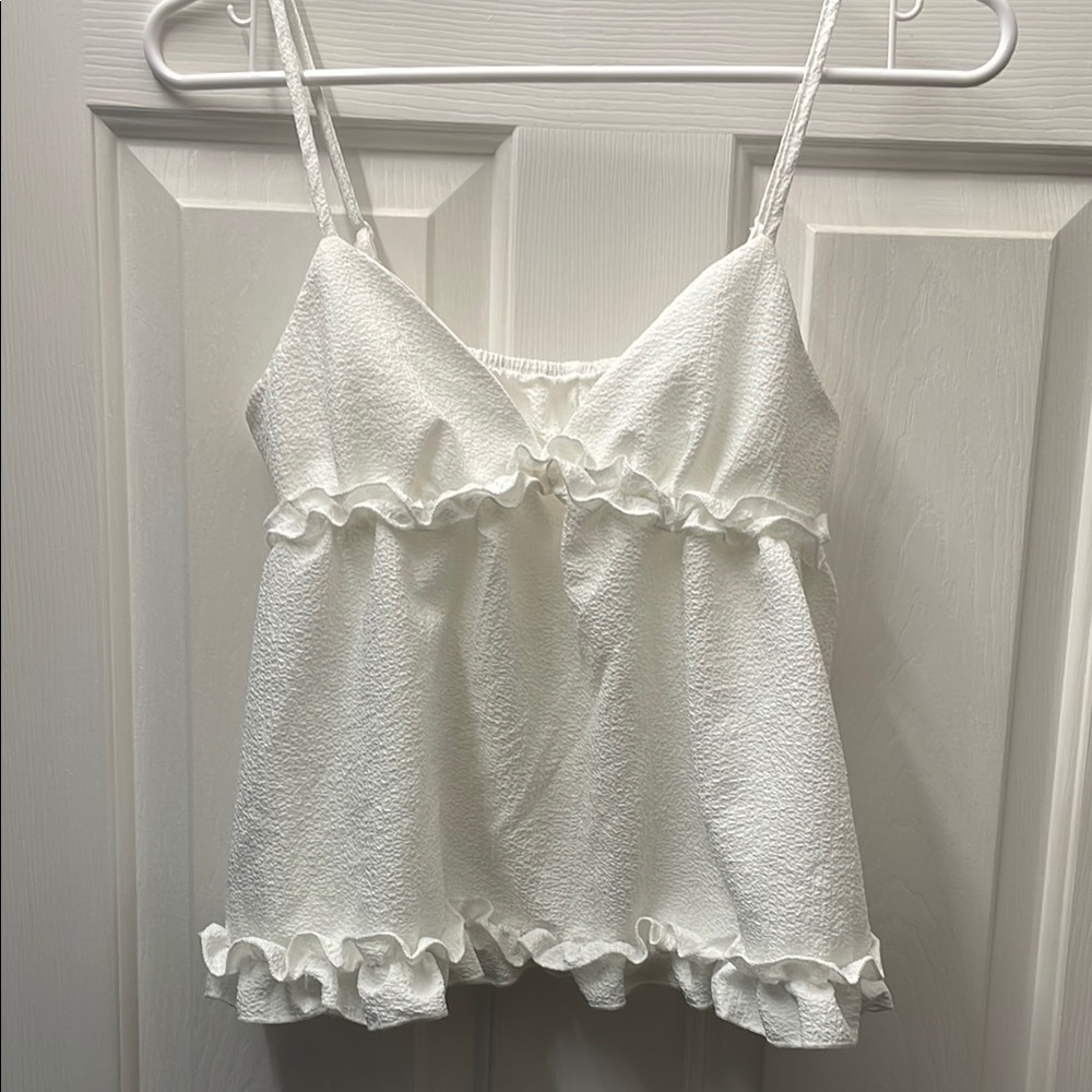 Elegant White Ruffle Top